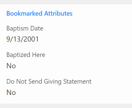 La sección de atributos marcados permite mostrar un pequeño subconjunto de atributos. Los atributos listados son personalizables para cada individuo que utilice el complemento. Los atributos configurados también son específicos del complemento de Outlook, lo que permite a una persona personalizarlos para sus necesidades de tareas dentro de Outlook.  